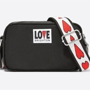 NWT Brighton Black Crossbody Bag WITH HEART BELT STRAP